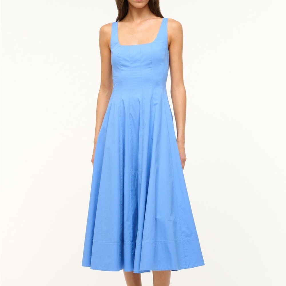 STAUD Wells MIDI Dress in Cornflower